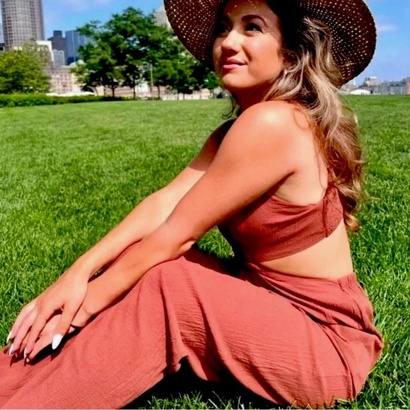 Lush Cut Out Jumpsuit Espresso Brown Boho Size S Small - Picture 2 of 10